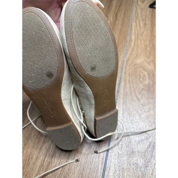 Jessica Simpson Bingley Beige Faux Suede Lace Up Ankle Tie Ballet Flats Size 9M - Picture 4 of 8